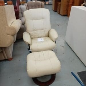 Cream Armchair with Footstool