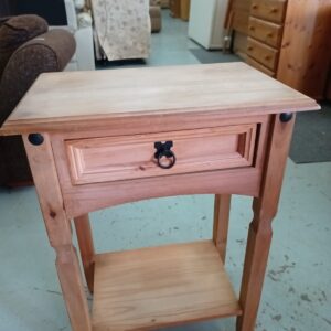 Small Wooden Bedside Table with Drawer and Shelf