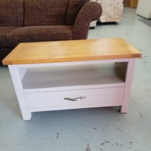 White TV Unit with Drawer and Shelf