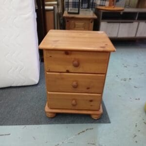 Pine Bedside Table with Three Drawer