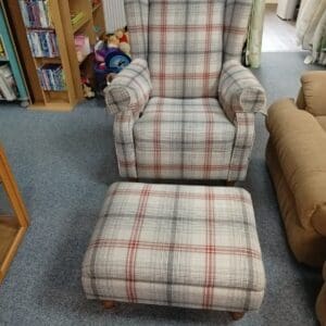 Patterned Recliner Armchair with Footstool
