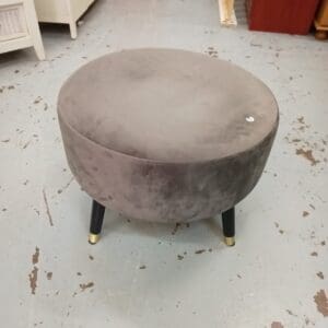 Round Grey Fabric Stool