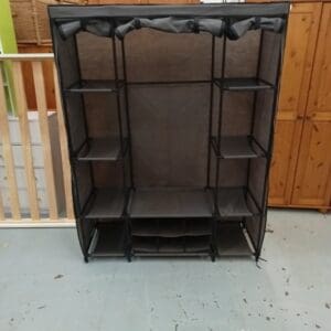 Grey Fabric Covered Wardrobe with Shelf