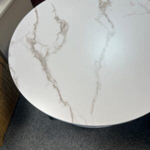 White Round Coffee Table with Marble Effect