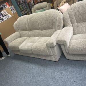 Two-piece Settee Suite in Grey Fabric