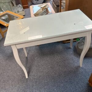 White Side Table with Glass Top