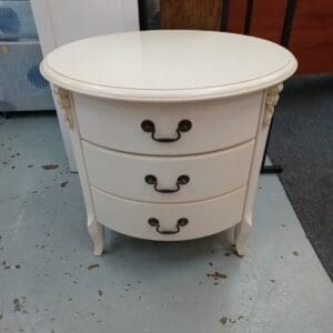 Cream Three Drawer Bedside Table