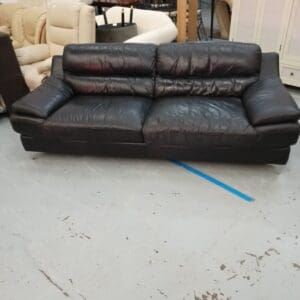 Large Black Leather Sofa