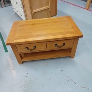 Solid Wood Coffee Table with Two Drawer