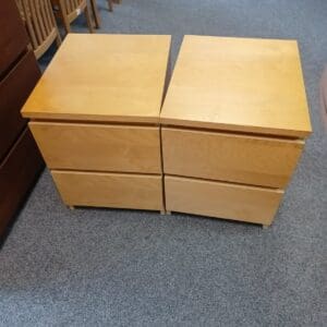 Pair of light wood effect bedside tables