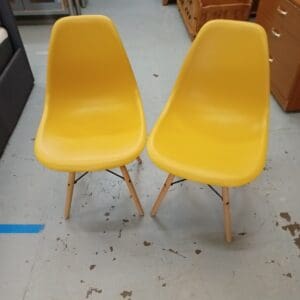 Pair of Yellow Plastic Dining Chair