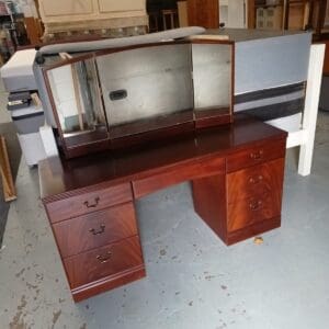 Wooden Dressing Table with Tri-fold Mirror