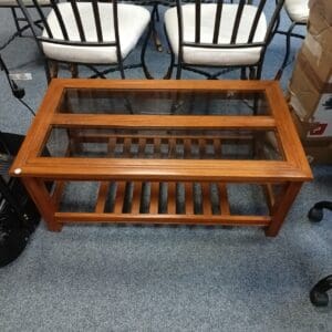 Wooden Coffee Table with Glass Top