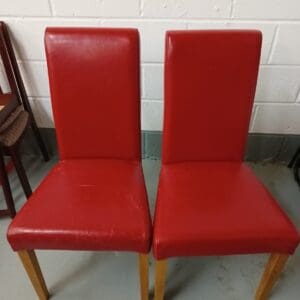 Pair of Red Faux Leather Dining Chair