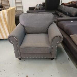 Grey Armchair with Stud Detail
