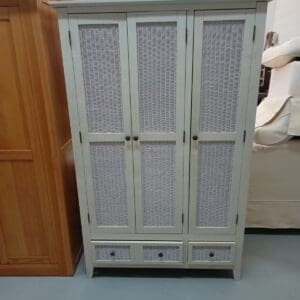 Three Door Wicker Style Wardrobe