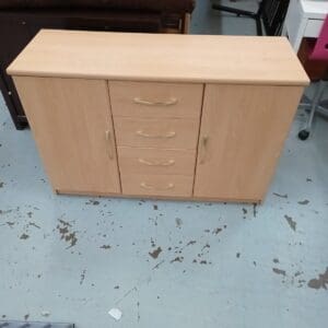 Light wood effect sideboard with drawers and cupboards