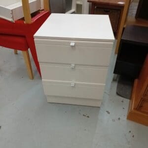 White Bedside Table with Three Drawer